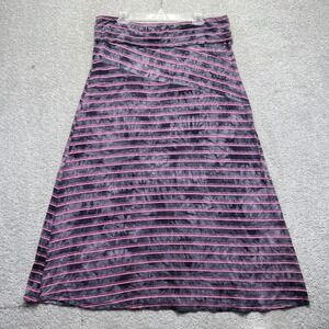 One World Maxi Skirt Womens XL Pink Gray Tie Dye Striped Rayon Blend Fold Over
